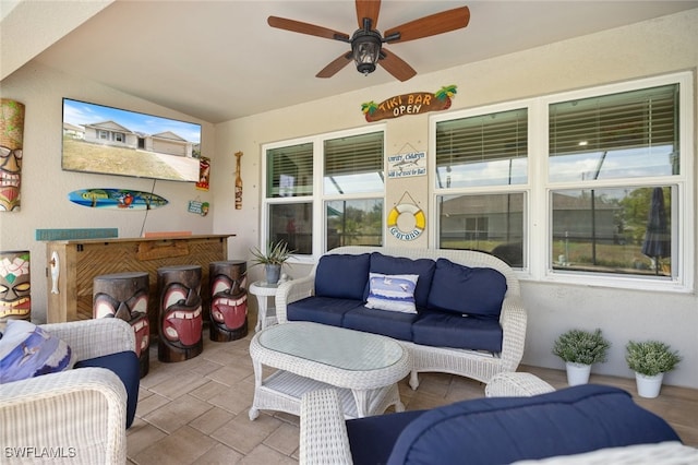 1713 NW 9th Ter, Cape Coral, FL 33993 - view of patio / terrace with a ceiling fan and an outdoor hangout area