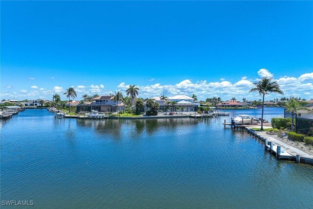 170 June Ct, Marco Island, FL 34145 - water view featuring a boat dock and nearby suburban area