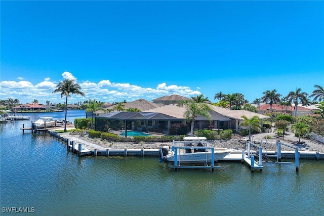 170 June Ct, Marco Island, FL 34145 - dock featuring boat lift and a water view
