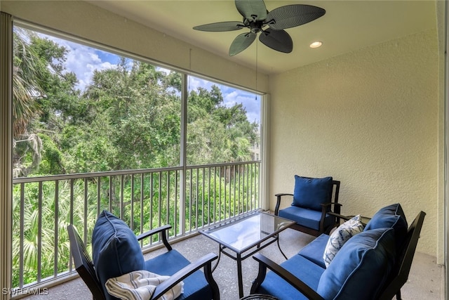 15040 Sandpiper Preserve Blvd Unit 201, Fort Myers, FL 33919 - sunroom / solarium featuring a ceiling fan and an outdoor hangout area
