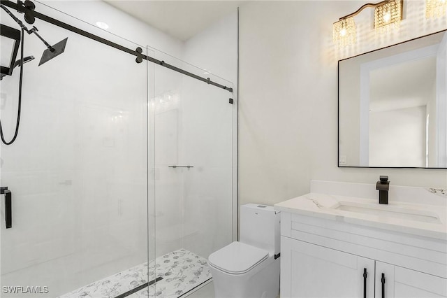 956 Columbus Blvd S, Lehigh Acres, FL 33974 - full bath with toilet, a shower stall, and vanity