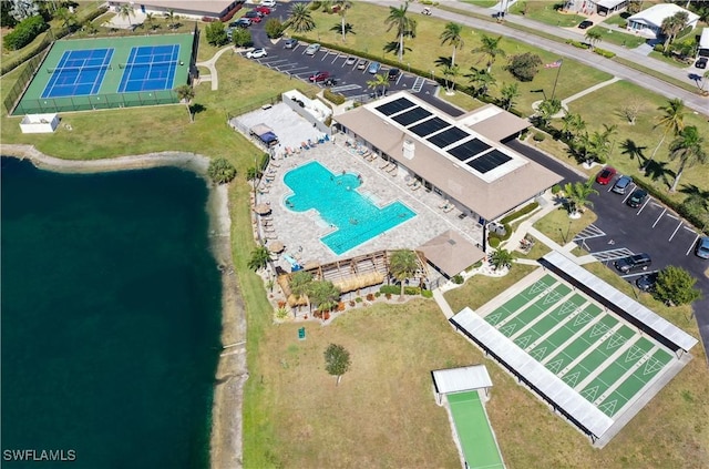 938 Charlemagne Blvd, Naples, FL 34112 - drone / aerial view of a pool area and a large body of water