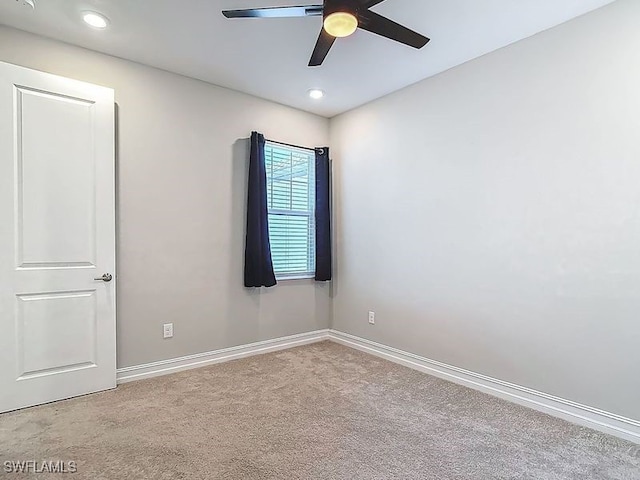 4564 Almada Ln, Wesley Chapel, FL 33543 - carpeted spare room featuring a ceiling fan, baseboards, and recessed lighting