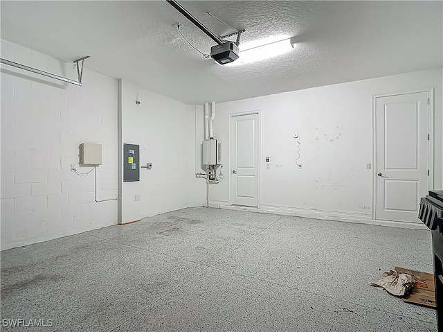 4564 Almada Ln, Wesley Chapel, FL 33543 - garage featuring electric panel, a garage door opener, and water heater