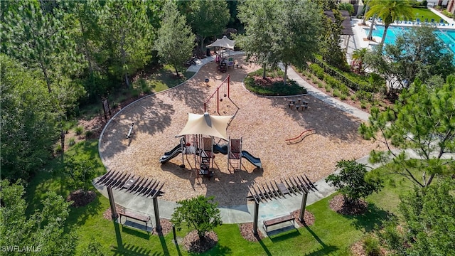 4564 Almada Ln, Wesley Chapel, FL 33543 - aerial view of a pool area and a community park