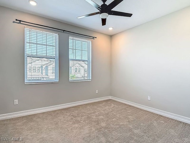 4564 Almada Ln, Wesley Chapel, FL 33543 - empty room with carpet flooring, recessed lighting, baseboards, and ceiling fan