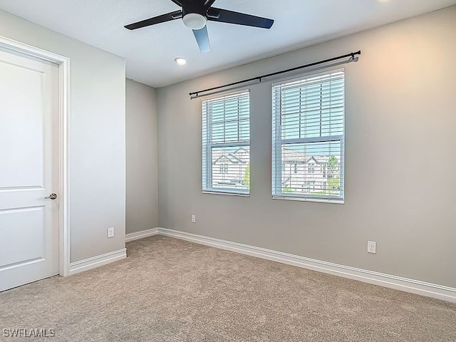 4564 Almada Ln, Wesley Chapel, FL 33543 - carpeted spare room featuring ceiling fan, baseboards, and recessed lighting