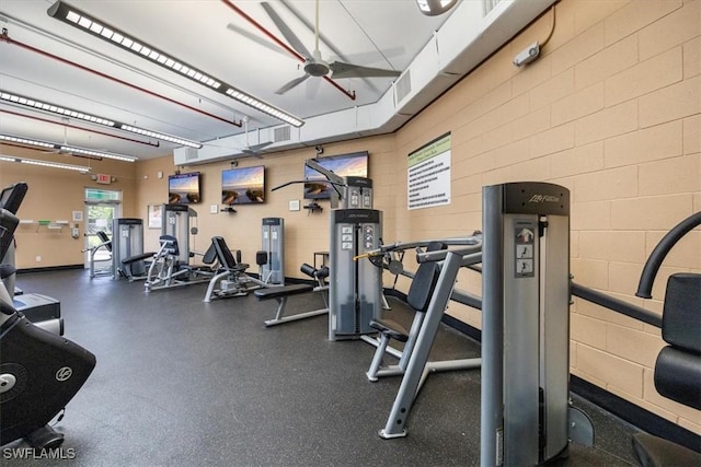 26740 Rosewood Pointe Ln Unit 102, Bonita Springs, FL 34135 - gym with ceiling fan