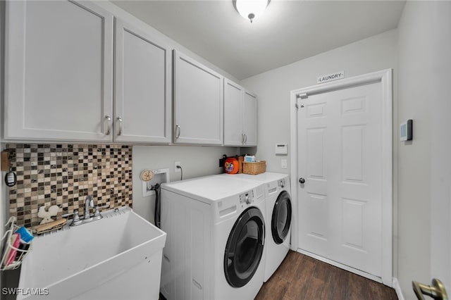 1811 NE 5th Ter, Cape Coral, FL 33909 - laundry area with washing machine and dryer, cabinet space, and dark wood finished floors