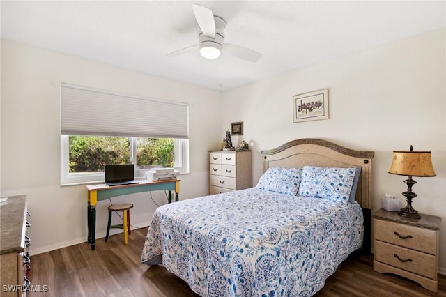 25100 Sandhill Blvd Unit 201, Punta Gorda, FL 33983 - bedroom featuring wood finished floors, baseboards, and ceiling fan
