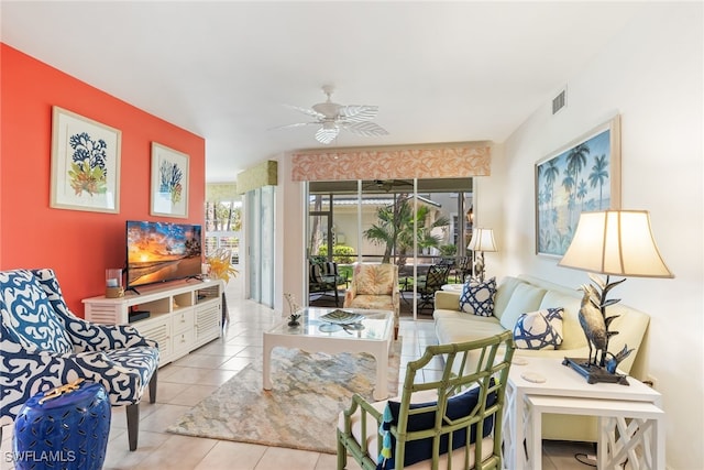 14521 Grande Cay Cir Unit 2902, Fort Myers, FL 33908 - dining area with ceiling fan and tile patterned flooring