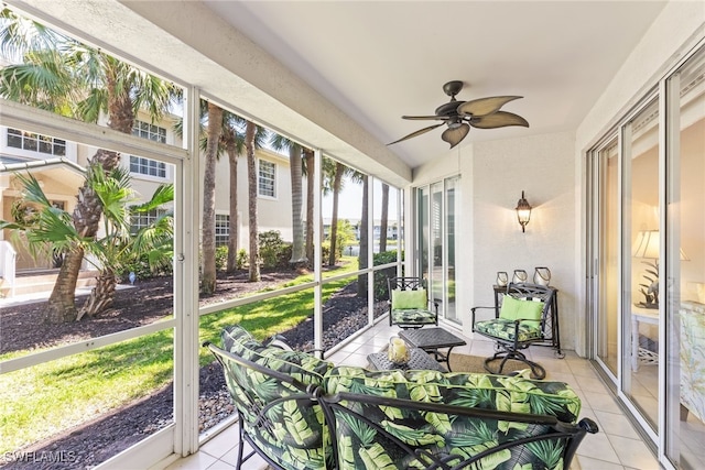 14521 Grande Cay Cir Unit 2902, Fort Myers, FL 33908 - sunroom with ceiling fan and vaulted ceiling