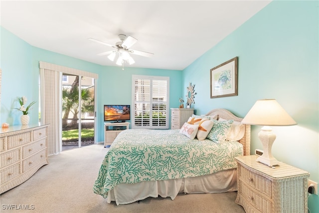 14521 Grande Cay Cir Unit 2902, Fort Myers, FL 33908 - carpeted bedroom with access to outside and ceiling fan