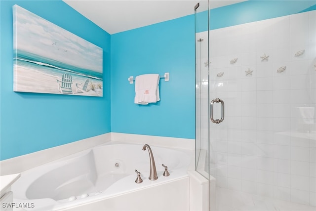 14521 Grande Cay Cir Unit 2902, Fort Myers, FL 33908 - bathroom featuring a shower stall and a whirlpool tub