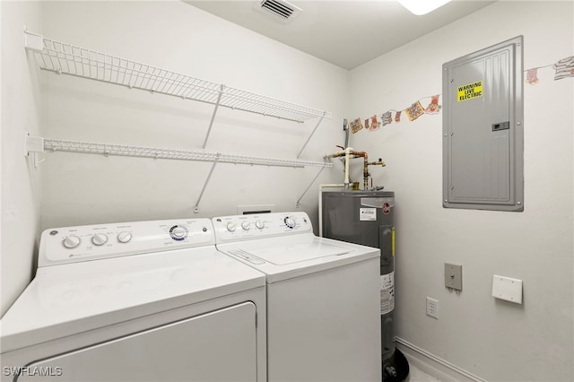 7839 Regal Heron Cir Unit 205, Naples, FL 34104 - laundry room with electric panel, washing machine and clothes dryer, water heater, and baseboards