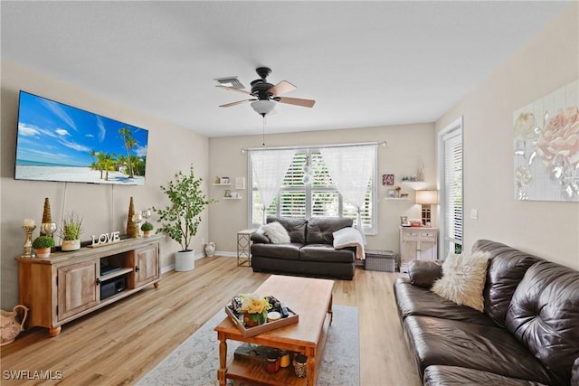 17504 Cherry Ridge Ln, Fort Myers, FL 33967 - living room featuring light wood-style floors and ceiling fan