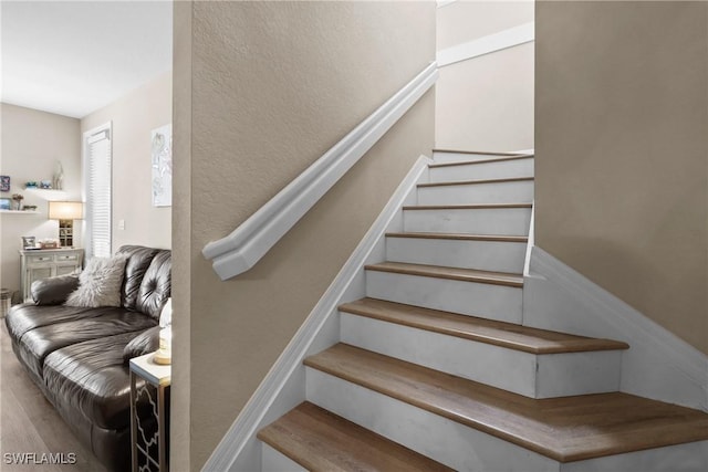 17504 Cherry Ridge Ln, Fort Myers, FL 33967 - staircase featuring wood finished floors