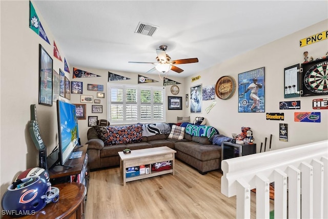 17504 Cherry Ridge Ln, Fort Myers, FL 33967 - living area with a ceiling fan and light wood-type flooring