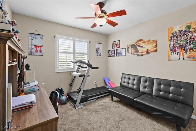 17504 Cherry Ridge Ln, Fort Myers, FL 33967 - workout room with carpet flooring and a ceiling fan