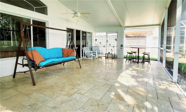 7930 Wexford Dr, Naples, FL 34104 - sunroom / solarium with a ceiling fan and lofted ceiling