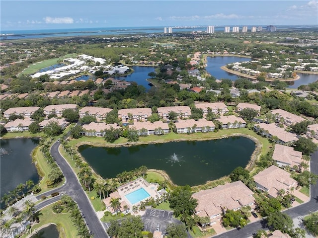 3471 Ballybridge Cir Unit 202, Bonita Springs, FL 34134 - aerial view of property and surrounding area featuring a large body of water and nearby suburban area