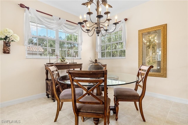 3471 Ballybridge Cir Unit 202, Bonita Springs, FL 34134 - dining room with a chandelier and baseboards