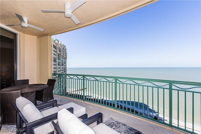 940 Cape Marco Dr Unit 1703, Marco Island, FL 34145 - balcony featuring a ceiling fan and a water view
