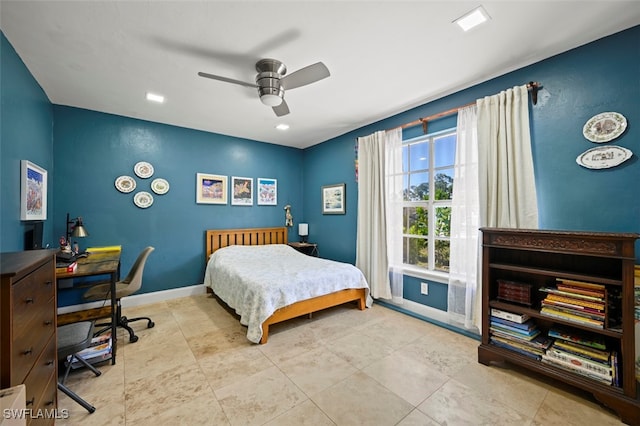 8151 New Jersey Blvd, Fort Myers, FL 33967 - bedroom with baseboards, a ceiling fan, and a desk