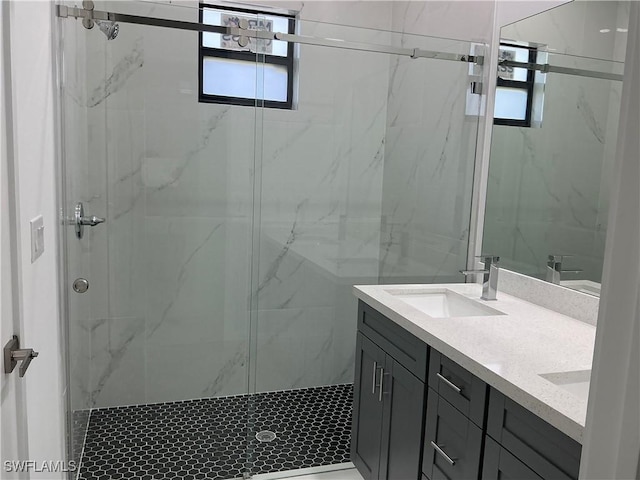 760 Fullerton Ave S, Lehigh Acres, FL 33974 - full bath with a marble finish shower and double vanity