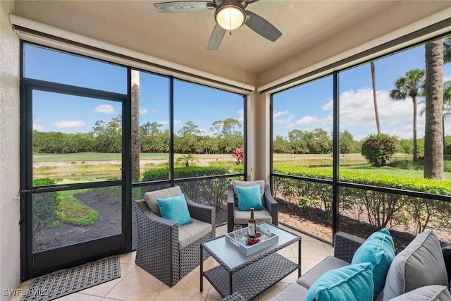 10317 Heritage Bay Blvd Unit 1418, Naples, FL 34120 - sunroom / solarium with ceiling fan, an outdoor hangout area, and plenty of natural light