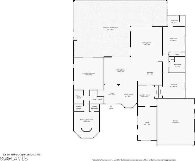 208 SW 15th St, Cape Coral, FL 33991 - floor plan / room layout
