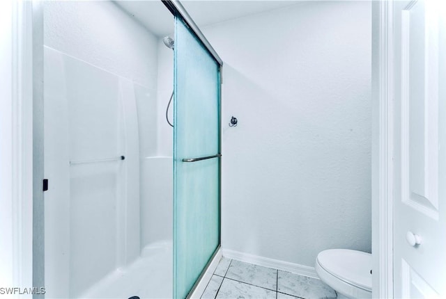 869/871 Eisenhower Blvd, Lehigh Acres, FL 33974 - bathroom with a stall shower, toilet, and baseboards