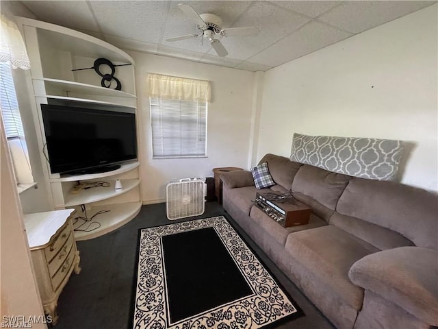 19790 Burgundy Farms Rd, Estero, FL 33928 - living room with a ceiling fan and a drop ceiling