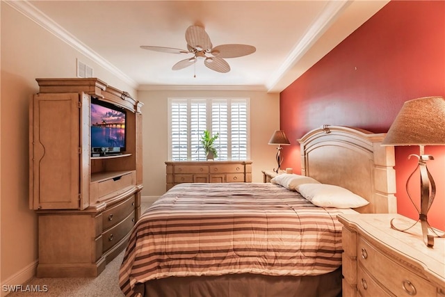 2825 Palm Beach Blvd Unit 203, Fort Myers, FL 33916 - carpeted bedroom with crown molding, baseboards, and a ceiling fan