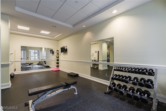 2825 Palm Beach Blvd Unit 203, Fort Myers, FL 33916 - gym featuring a drop ceiling and recessed lighting