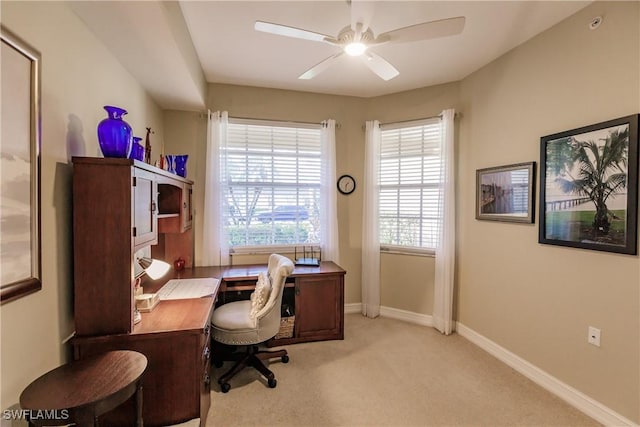 1878 Tarpon Bay Dr S Unit 102, Naples, FL 34119 - office featuring ceiling fan, light colored carpet, and baseboards