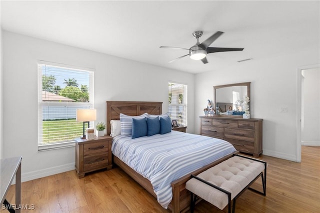 2210 SW 14th Ave, Cape Coral, FL 33991 - bedroom featuring light wood finished floors, baseboards, and a ceiling fan