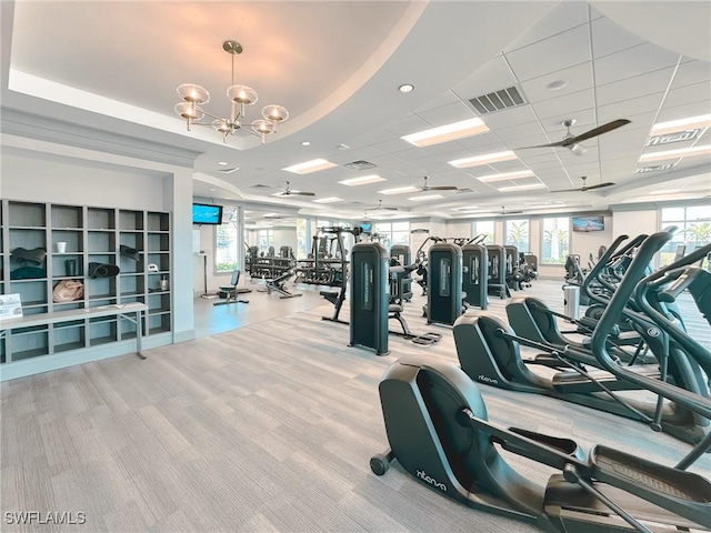 5583 Double Eagle Cir Unit 4141, Ave Maria, FL 34142 - gym with carpet flooring, plenty of natural light, and a chandelier