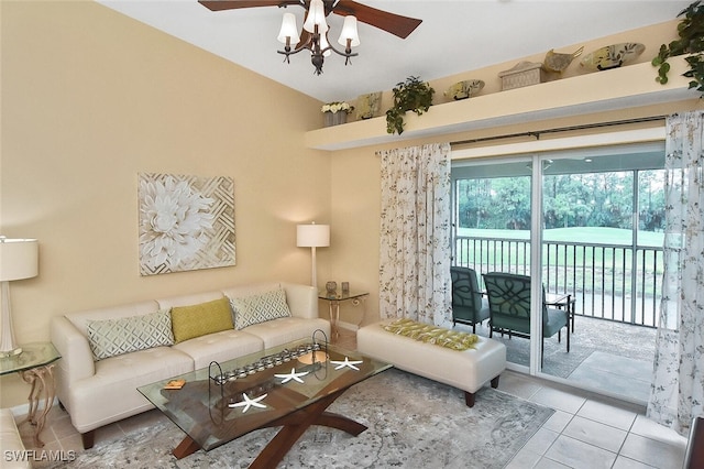 3880 Sawgrass Way Unit 2423, Naples, FL 34112 - tiled living area with ceiling fan