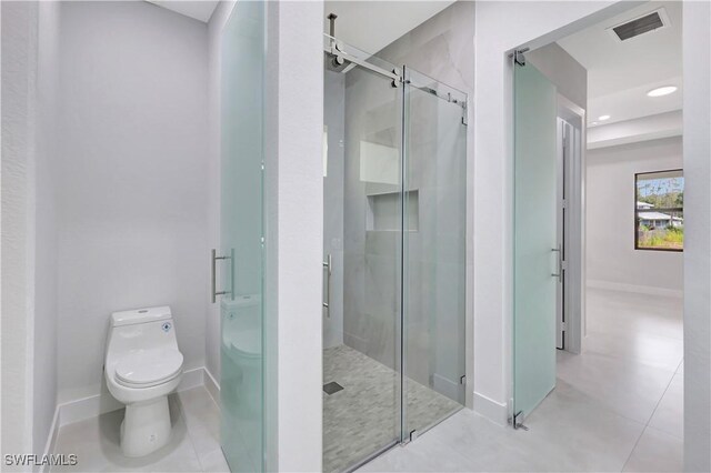 3366 72nd Ave NE, Naples, FL 34120 - full bath featuring a stall shower, toilet, baseboards, recessed lighting, and tile patterned floors
