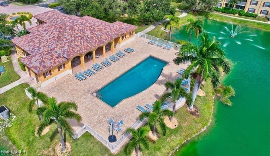 4109 Residence Dr Unit 514, Fort Myers, FL 33901 - aerial overview of property's location with a nearby body of water and a pool area