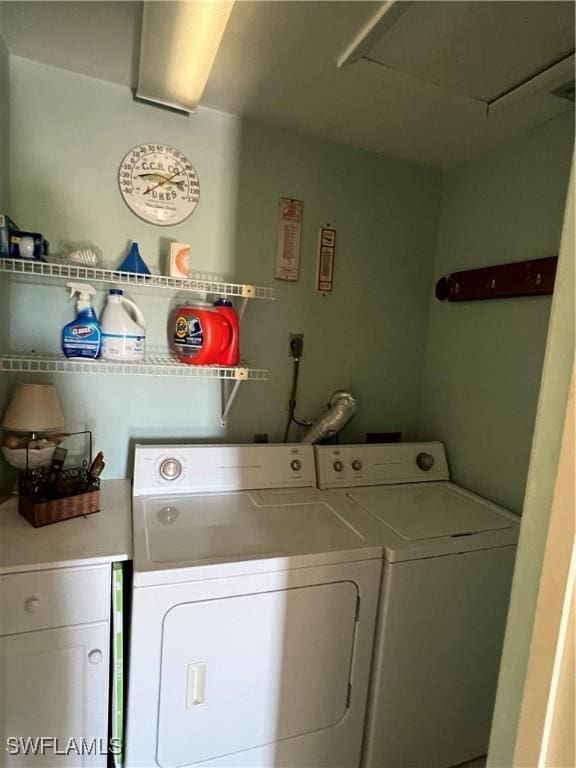 7731 Bocilla Ln Unit 9, Bokeelia, FL 33922 - laundry room with washing machine and dryer and cabinet space