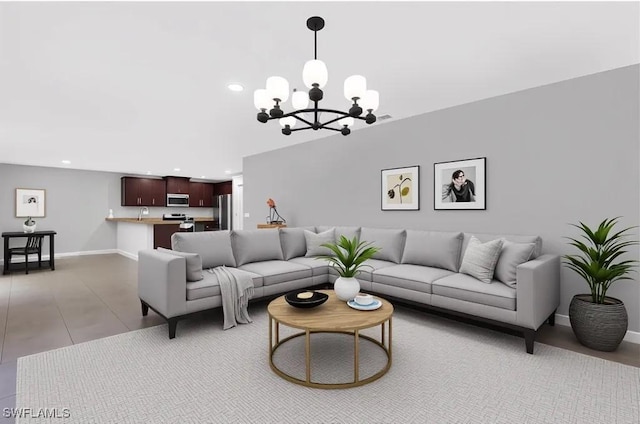 23206 Fitzpatrick Ave, Port Charlotte, FL 33980 - living room featuring a chandelier and recessed lighting