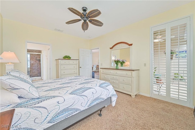 14971 Vista View Way Unit 1003, Fort Myers, FL 33919 - bedroom featuring access to exterior, light carpet, ceiling fan, and baseboards