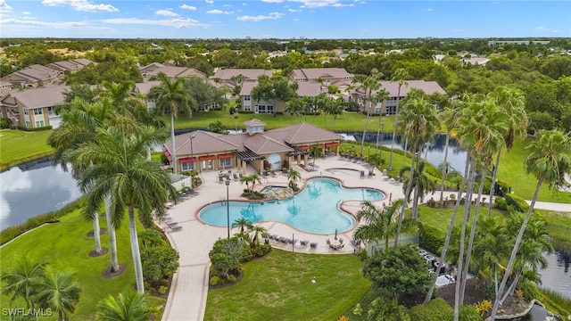 14971 Vista View Way Unit 1003, Fort Myers, FL 33919 - aerial view of residential area featuring a large body of water and a pool