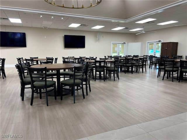20010 Wolfel Trl, Estero, FL 33928 - dining space featuring french doors, light wood-type flooring, and a drop ceiling