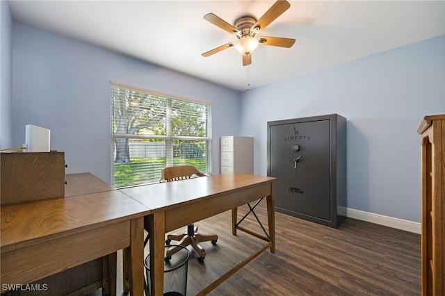 3272 Red Blush Way, Naples, FL 34120 - office featuring dark wood-type flooring, baseboards, and a ceiling fan