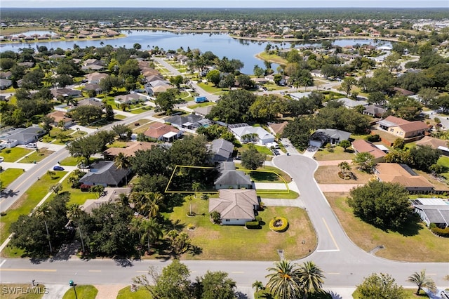 3272 Red Blush Way, Naples, FL 34120 - aerial view of residential area with a nearby body of water and property parcel outlined
