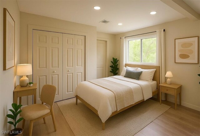203 Carol Way, Fort Myers, FL 33905 - bedroom with a closet, light wood-style floors, recessed lighting, and baseboards
