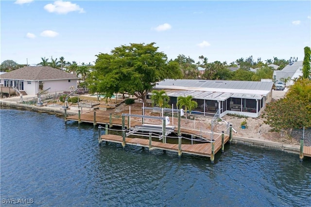 12206 Boat Shell Dr, Matlacha Isles, FL 33991 - dock area featuring boat lift and a water view